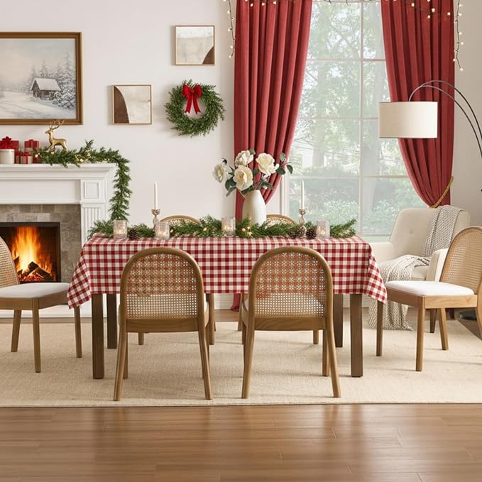 Upholstered Wooden Dining Chairs Set of 4, Farmhouse Kitchen & Dining Room Chairs with Cane Back, Accent Dining Table Chairs Beige Linen Seat for Kitchen/Restaurant/Living Room, Beige