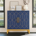 HLR Accent Cabinet with Gold Trim,Storage Cabinet with 2 Doors,Modern Wooden Sideboard for Living Room, Kitchen, Office and Hallway,Blue