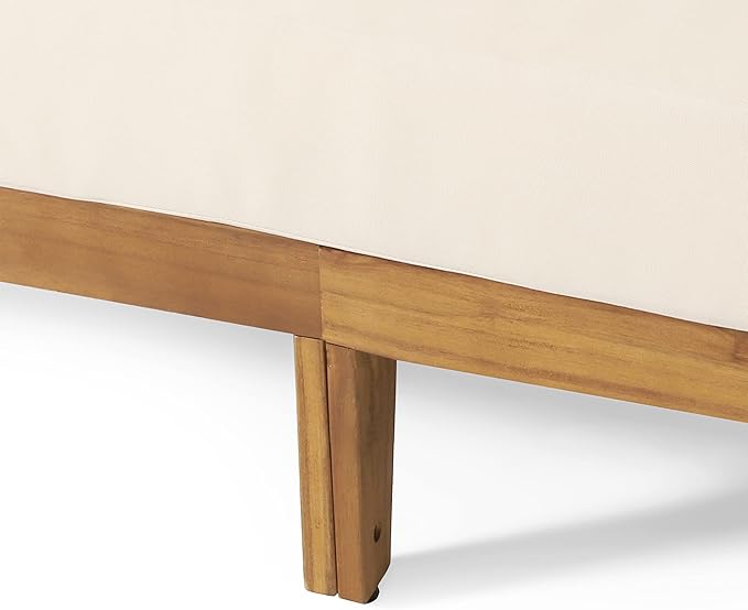 Christopher Knight Home Burchett Outdoor 3 Seater Sofa with Cushions - Acacia Wood and Round Wicker - Teak/Mixed Brown/Beige