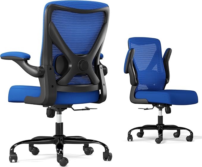 Ergonomic Office Chair - X-Shaped Computer Desk Chair Comfy, Gaming Chair, Office Chair with Lumbar Support, Mesh Office Chairs, Desk Chair for Long Hours(Black Blue)