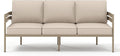 Metal Frame Outdoor Patio Sofa with Cushion, Wood-Like Patio Couch for Deck Balcony Front Porch