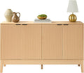 Best Choice Products 55" Modern 4-Door Sideboard Storage Cabinet, Buffet, Media Cabinet, Cupboard, Entryway Accent Table, Bookcase w/Reed Panels and Adjustable Shelves – Natural