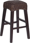 JONATHAN Y BSL1101C Maui 29.5" Rustic Bohemian Hyacinth/Wood Backless Bar Stool for Home, Kitchen, Dining Room, Workspaces, Cafes and Resturants, Dark Brown Woven Seat with Natural Wood Frame