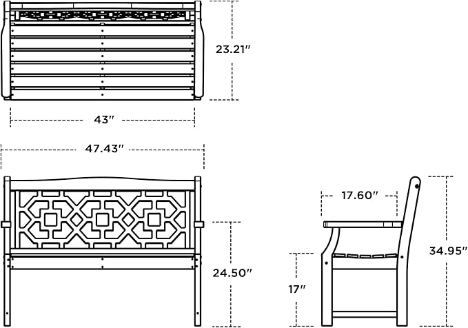 Martha Stewart by POLYWOOD® Chinoiserie 48” Garden Bench in White