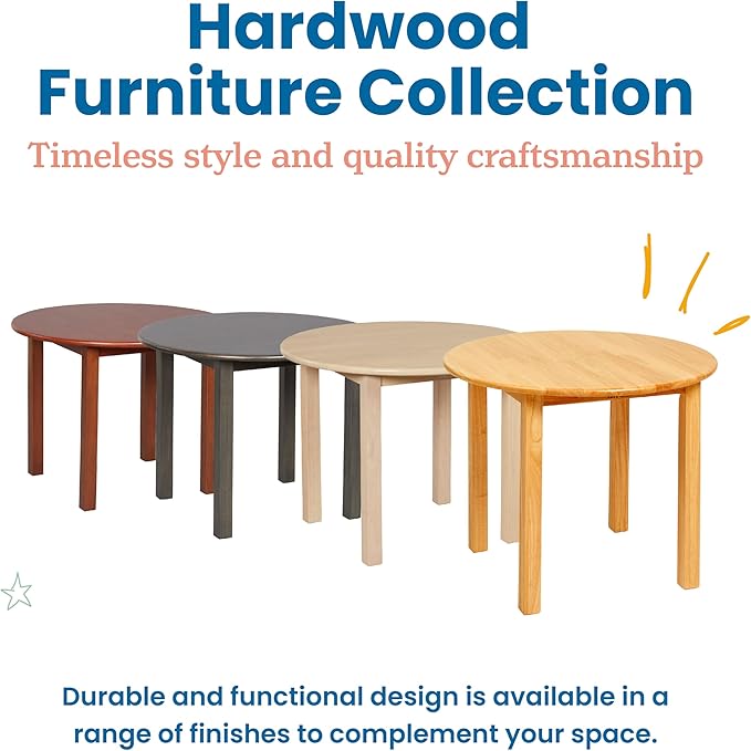 ECR4Kids 30in D Round Hardwood Table with 22in Legs, Kids Furniture, Dark Walnut