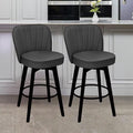 MINCETA Bar Stools Set of 2, PU Leather Barstools, 26 Inch Upholstered Counter Stools with Backrest and Footrest, Swivel Counter Height Barstools for Kitchen Island Home Bar Dark Gray
