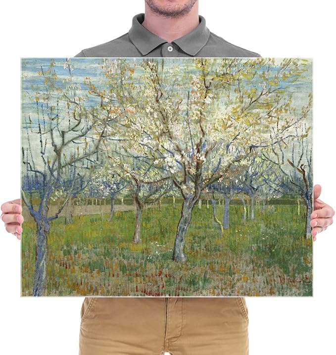 Wieco Art Large Canvas Prints Wall Art Orchard with Blossoming Apricot Trees Artwork of Van Gogh Famous Oil Paintings Reproduction Modern Classic Giclee Flowers Landscape Pictures for Home Decor