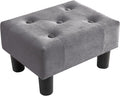 Poofzy Small Foot Stool Ottoman, Velvet Ottoman Foot Rest with Legs, Rectangle Foot Rest for Couch, Footstools and Ottomans Small for Living Room and Entryway (Gray)