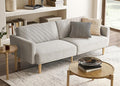 mopio 76.4" Futon Sofa Bed, Couch, Loveseat, Sleeper Sofa, Mid Century Modern Futon Couch, Sofa Cama, Couches for Living Room (Light Gray Fabric)