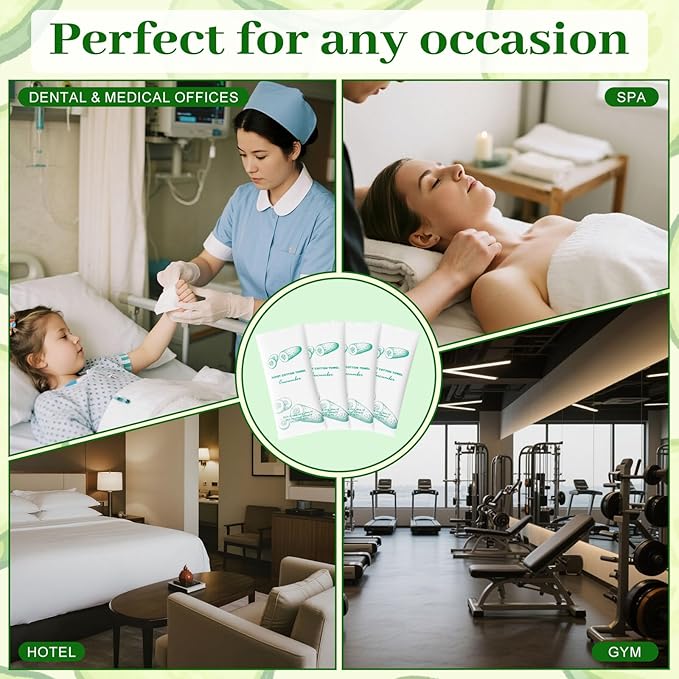 Moist Cotton Towel Bulk Moist Towelettes Individually Wrapped,White Towel Services,Refreshment Pre Moistened Towels for Dentist Travel Sport Party Hotel 200，Cucumber