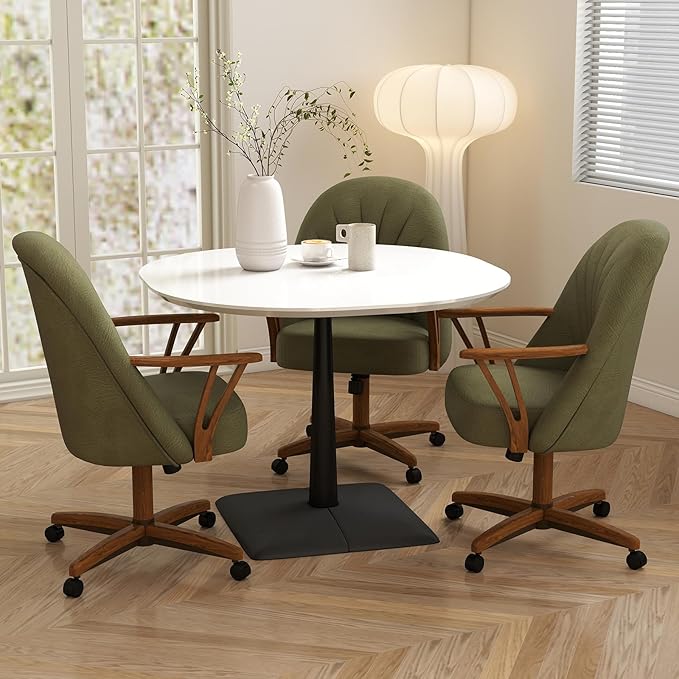 Chromcraft Set of 1 Swivel Tilt Chairs, Chairs with Wheels for Kitchen Room