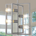 Silver Chandelier Light Fixture Modern: 4-Light Farmhouse Kitchen Island Lighting, Rustic Industrial Dining Room Light Fixtures, for Living Room, Bedroom, Foyer, Entryway, Staircase