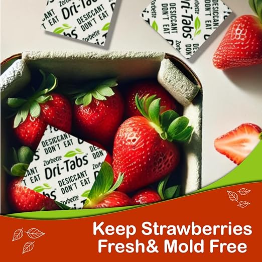 Dri-Tabs | Food-Safe Moisture Absorbers – Keep Fruits, Veggies, Snacks, Bread & More Fresher, Longer! Eco-Friendly, Plant Based Desiccant That Replaces Silica Gel Packets - 75pk (Green)