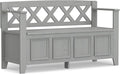 SIMPLIHOME Amherst Entryway Storage Bench - 48 inch Wide Solid Wood Hallway Seat in Fog Grey, Transitional Bench for Entryway or Living Room with Lift-Up Lid and Spacious Storage