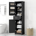 Bathroom Tall Storage Cabinet, Floor Freestanding Storage Cabinet with 2 Doors, One Drawer, Door Shelve Design, and Adjustable Shelf for Bathroom, Office, Multi-Use Organizer, Black