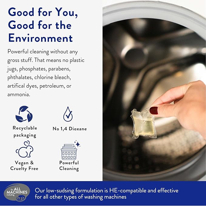 The Clean People Laundry Detergent Pods - Hypoallergenic Laundry Pods - Ultra Concentrated, Recyclable Packaging, Stain Fighting - Fresh Scent, 192 Pack