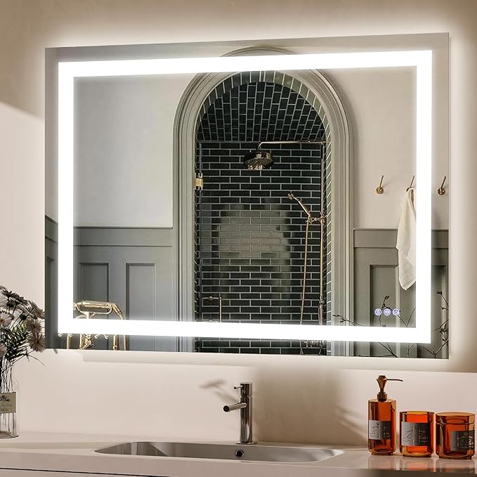 VooBang Bathroom Mirror with Lights 40 x 60 inches - 3 Adjustable Lighting Modes LED Bathroom Vanity Mirror, Anti-Fog, Memory Function, Tempered Glass, Wall Mounted Horizontally Vertically