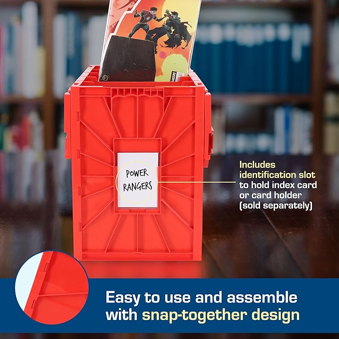 BCW Short Comic Book Bin | Holds 150 Comics | Stackable Plastic Storage | Acid-Free Organizer | Red, 5 Pack