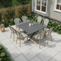 PURPLE LEAF 9 Pieces Outdoor Dining Set Patio Furniture Set with Large Aluminum Table and French Bistro Chairs for Garden Backyard Gray Patio Dining Set