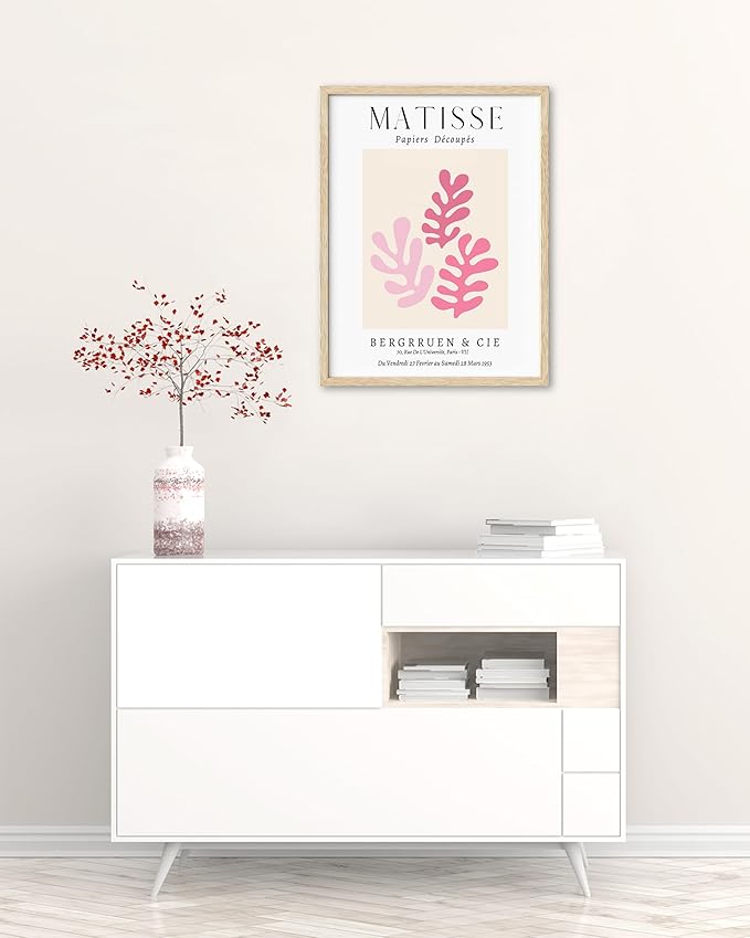 HesenDot Unframed Matisse Pink Wall Art,12x16in Canvas Prints Poster,Set of 3 Modern Abstract Wall Decor Posters,Minimalist Home Decoration for Living Room Bedroom Office