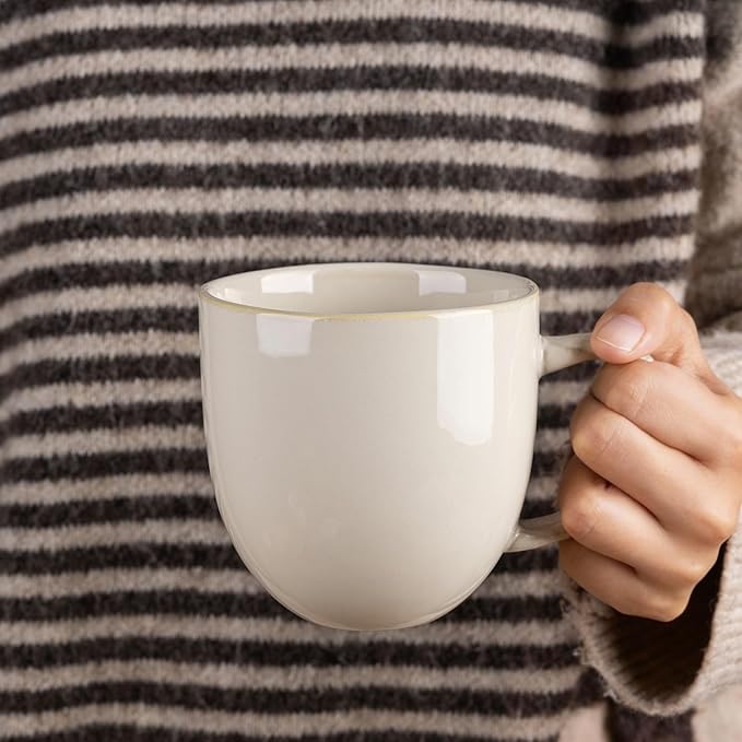 AmorArc 12oz Coffee Mugs, Ceramic Coffee Mugs set of 6 for Man, Woman, Dad, Mom, Modern Coffee Mugs with handle for Latte/Cappuccino/Milk/Cocoa. Dishwasher&Microwave Safe,Vanilla