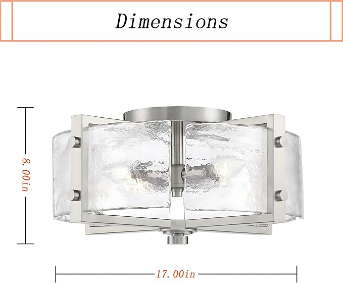 Bofea-Modern Semi Flush Mount Ceiling Light Chrome Drum Light Fixture with Hand-Blown Glass Shade 4-Lights Hallway Lighting Fixtures Farmhouse Ceiling Lights for Dining Room Foyer Entryway Lamp
