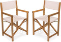JONATHAN Y DRC1000B-SET2 Cukor Classic Vintage Outdoor Acacia Wood Folding Director Chair with Canvas Seat Classic, Vintage, Mid-Century, Modern, Traditional, Coastal, Beige/Teak Brown (Set of 2)
