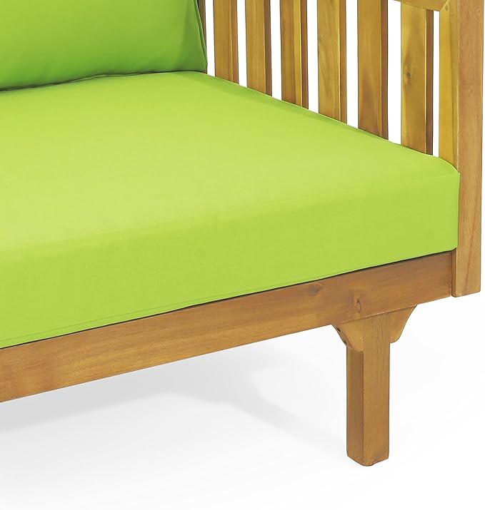 Christopher Knight Home Claremont Outdoor 3 Seater Daybed with Cushions - Acacia Wood - Teak/Green