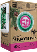 WBM Laundry Detergent Pods - Ultra-Concentrated, Hypoallergenic, Stain-Fighting, Evergreen Scent, 32-Pack, Recyclable Packaging for Eco-Friendly Cleaning