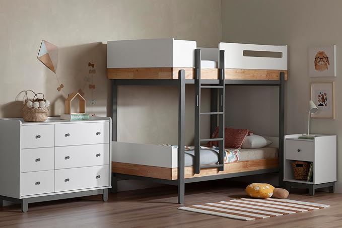 South Shore Furniture Bebble Bunk Bed, Twin, Natural and Gray