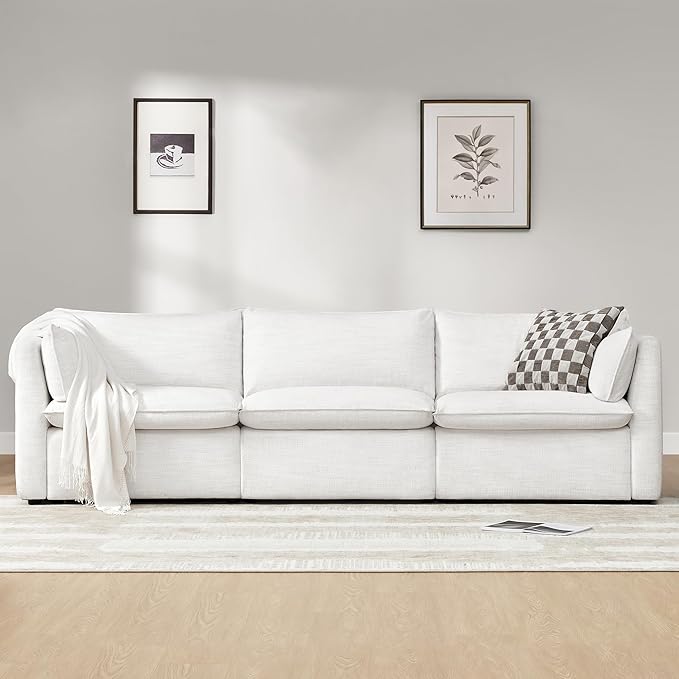 CHITA Luxury Oversized Sectional Modular Sofa, Premium Down Filled Cloud Couch, FSC Certified Comfty Deep Seat Sectional for Living Room, 3 Seat, 114‘’ Width, Cream