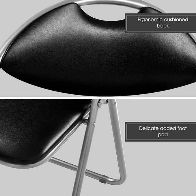 S AFSTAR Folding Chairs Set of 6, 6 Pack Metal Folding Chairs with Padded Seat, 6-Piece Black Foldable Chairs for Reception Waiting Meeting Room Office Lobby Church, Free Assembly, 254 LBS Capacity