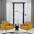 Oversized Accent Chair for Living Room Chairs Reading Arm Chair Comfy Modern Single Sofa Side Chairs with Metal Legs & Soft Cushion for Bedroom, Waiting Room (Velvet Yellow, Set of 2)
