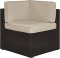 Crosley Furniture Palm Harbor Corner Outdoor Sectional Chair, Wicker Patio Chairs for Porch, Deck, Backyard, Brown with Sand Cushions