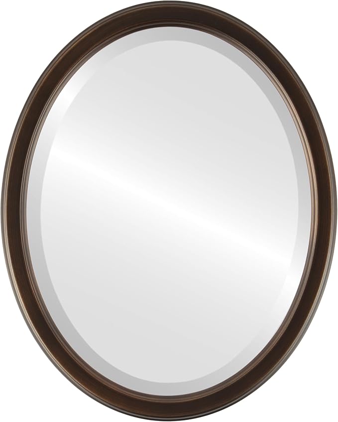 OVALCREST Oval Beveled Wall Mirror for Home Decor - Toronto Style - Rubbed Bronze - 18" x 14"