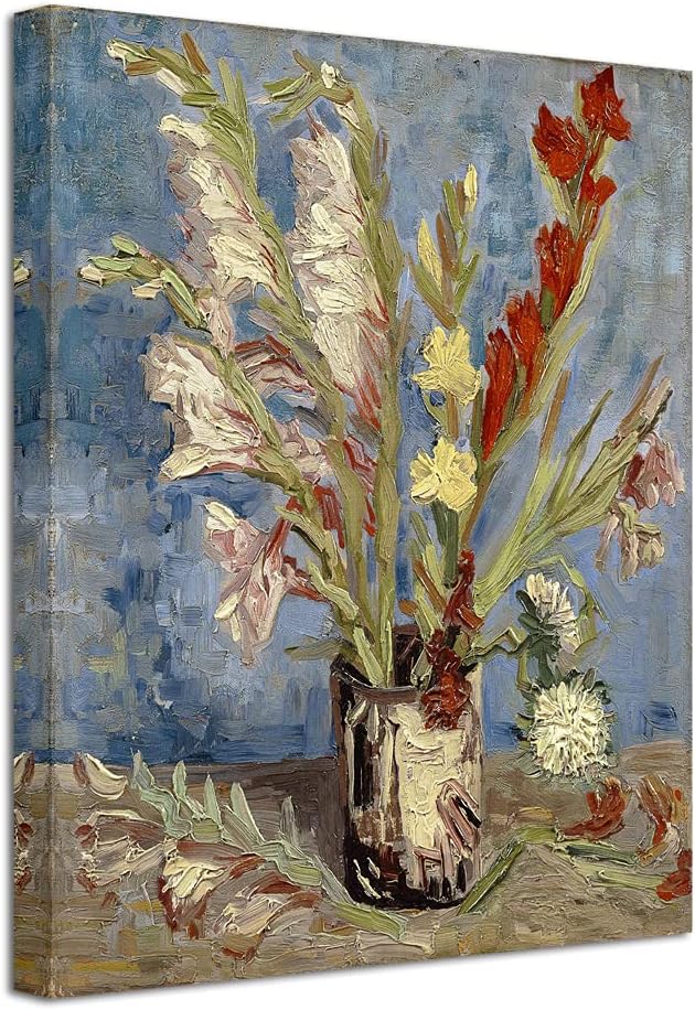Wieco Art Vase with Gladioli and China Asters by Van Gogh Famous Oil Paintings Reproduction Modern Floral Giclee Canvas Prints Artwork Abstract Flowers Pictures on Canvas Wall Art