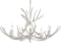 JONATHAN Y JYL6300B Eldora 30" Adjustable Resin Antler 5-Light LED Chandelier, Glam, Rustic,Cottage,Transitional, Dimmable Dining Room, Living Room, Kitchen, Foyer, Bedroom, White