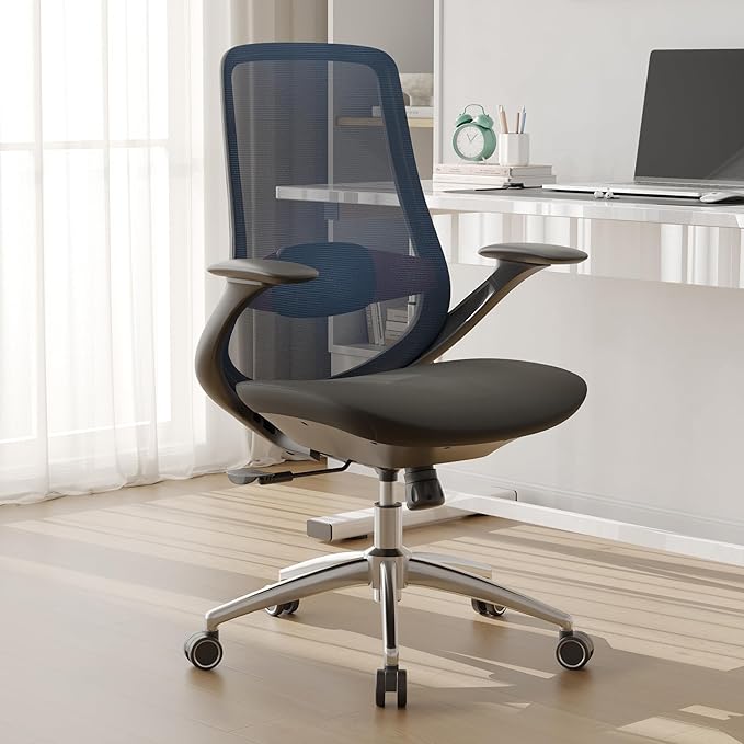 Ergonomic Mesh Office Chair, 330LBS Executive Desk Chair with Lumbar Support, 2D Armrests, Comfy Swivel Computer Task Chairs for Long Hours (Blue)