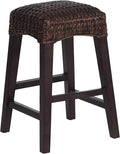 JONATHAN Y CSL1101C Maui 25.5" Rustic Bohemian Hyacinth/Wood Backless Counter Stool for Home, Kitchen, Dining Room, Workspaces, Cafes and Resturants, Dark Brown Woven Seat with Natural Wood Frame