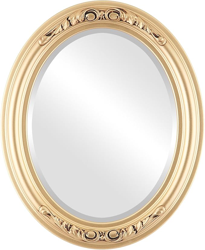 OVALCREST Oval Beveled Wall Mirror for Home Decor - Florence Style - Gold Spray - 28" x 22"