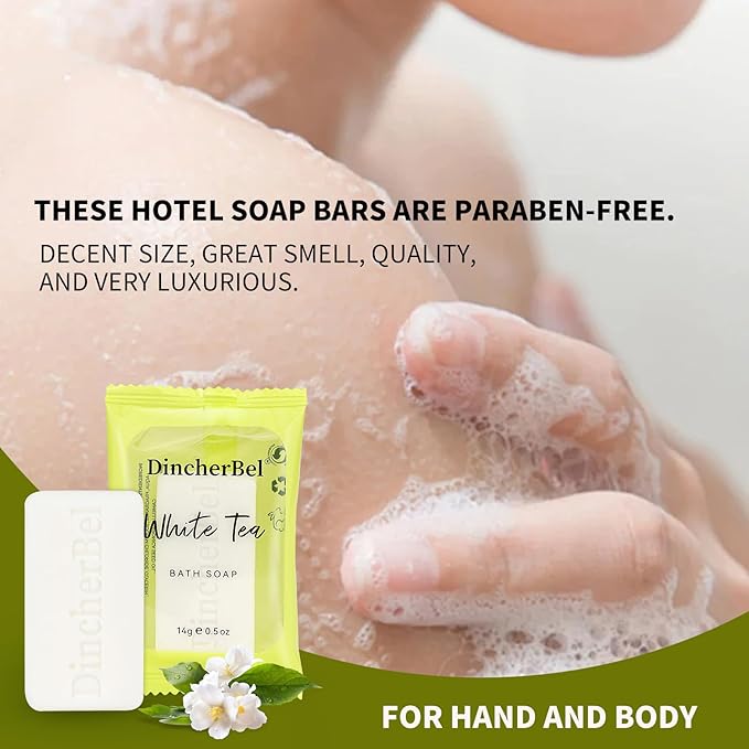 DincherBel 200 Pack 0.5oz Small Soap, Mini Rectangles Cleansing Bars Soap Bulk Travel Size, Individually Wrapped Toiletries Amenities for Hotel, Airbnb, Shelter, Camping and Travel
