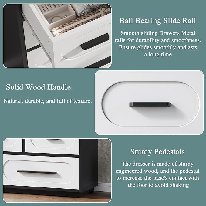 Modern 8 Drawer Dresser for Bedroom, 54" Wide Dressers & Chest of Drawers w/Solid Wood Handle, Wood Mid Century Closet Organizers and Storage Cabinet for Bedroom, Living Room, Hallway