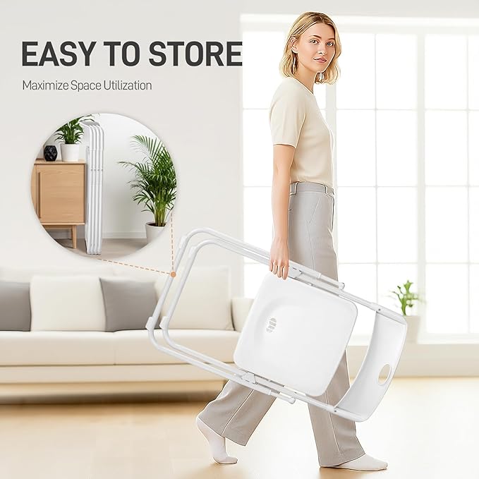 Karl home 10 Pcs Folding Chair, 300LBS Lightweight Foldable Plastic Chair, Reinforced Metal Frame Easy to Fold & Store for Indoor & Outdoor, Wedding, Party, Meeting Room, Patio and Garden, White
