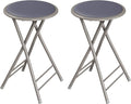 Lavish Home Counter-Height Bar Stools - Set of 2 Heavy-Duty 24-Inch Backless Folding Chairs with 225 LBS Capacity for Kitchen or Rec Room (Gray)