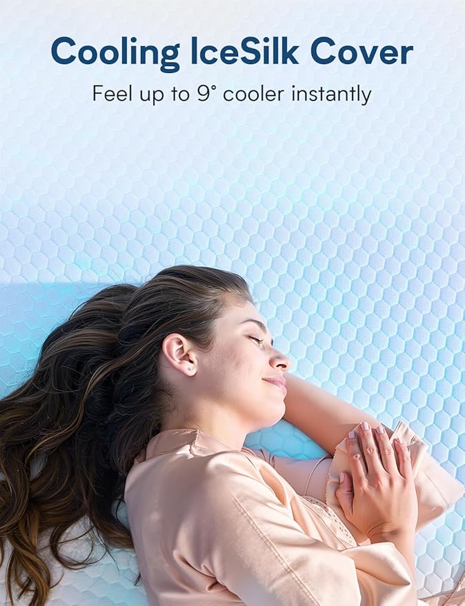 King Mattress Firm, 12 Inch Cooling Gel Memory Foam Mattress, Back Pain Relief, Cooling Ice Silk Cover, Bed Mattress in Box, CertiPUR-US Certified
