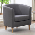 Accent Barrel Chair, Modern Comfy Living Room Chairs with Armrest Small Reading Chair with Cozy Soft Padded for Bedroom Reception Room Cafe, Grey