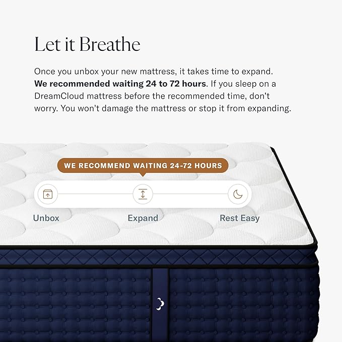 DreamCloud Premier Rest 14" Cal King Mattress - Luxury Hybrid Memory Foam - 365 Night Trial - Premium Pressure-Relieving Layers - Forever Warranty - Mattress in a Box - CertiPUR-US Certified