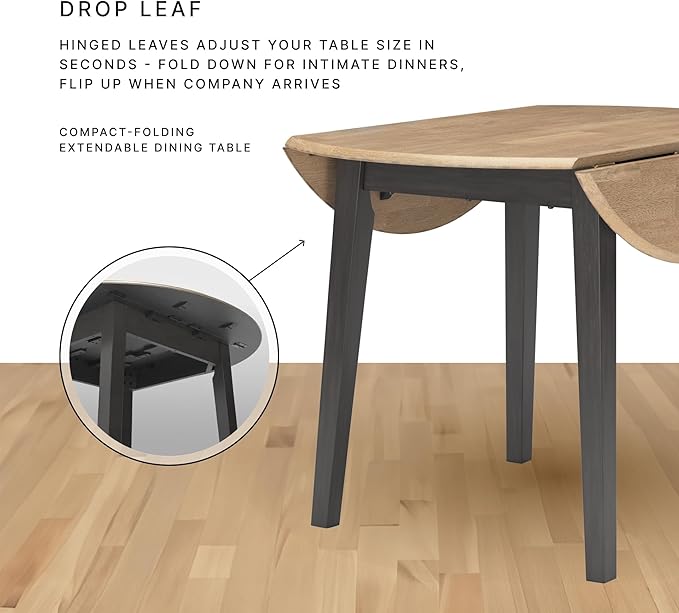 Signature Design by Ashley Gesthaven Contemporary Dining Drop Leaf Table with 4 Legs, Light Brown & Dark Brown