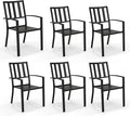 PHI VILLA 6 Pieces Patio Metal Dining Chairs, Outdoor Wroght Iron Seating Dining Chairs, Stackable Bistro Chair for Garden, Backyard, Lawn, Supports 300 lbs