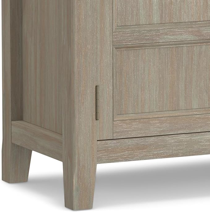 SIMPLIHOME Burlington SOLID WOOD 30 inch Wide Transitional Low Storage Cabinet in Distressed Grey for the Living Room, Entryway and Family Room